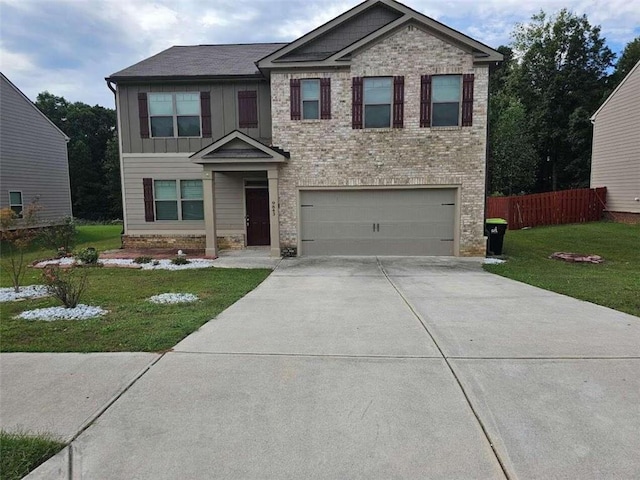 craftsman-style house with a garage and a front yard