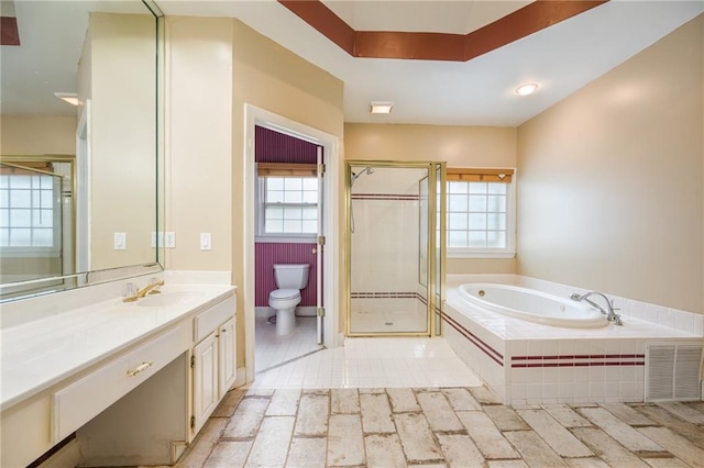 6065 Standard View Dr, Duluth, GA 30097 - bathroom with toilet, a garden tub, vanity, and a shower stall