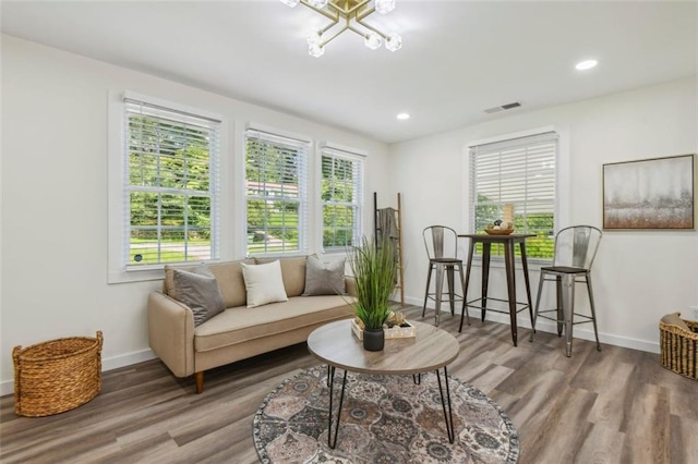 living room featuring wood-type flooring