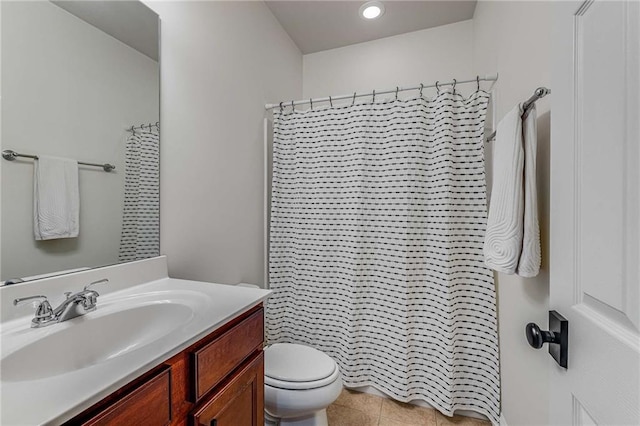 1012 E Paces Chase, Atlanta, GA 30326 - bathroom with vanity, toilet, tile patterned flooring, and curtained shower