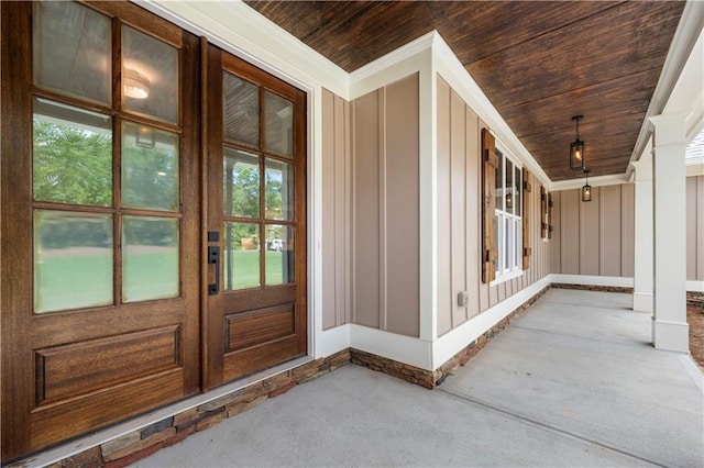 4786 Conns Creek Rd, Ball Ground, GA 30107 - entrance to property with board and batten siding, covered porch, and french doors
