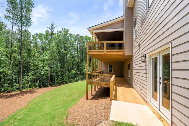 4786 Conns Creek Rd, Ball Ground, GA 30107 - view of grassy yard featuring a balcony and a wooden deck