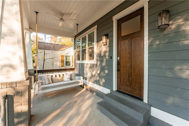 doorway to property with a porch