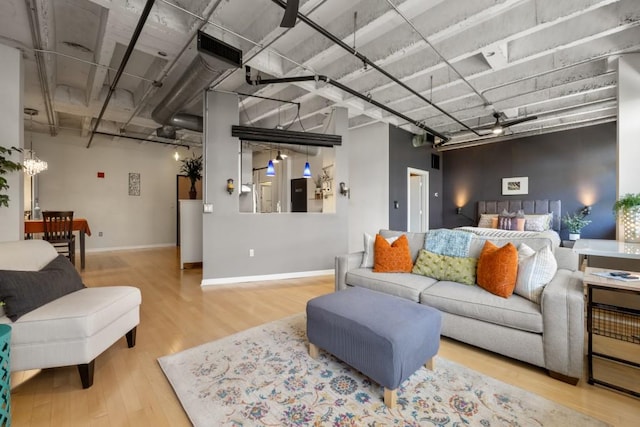 living room with hardwood / wood-style floors