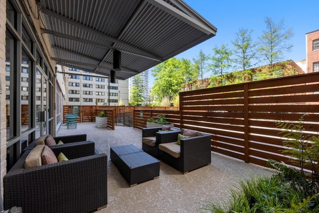 view of patio featuring an outdoor hangout area