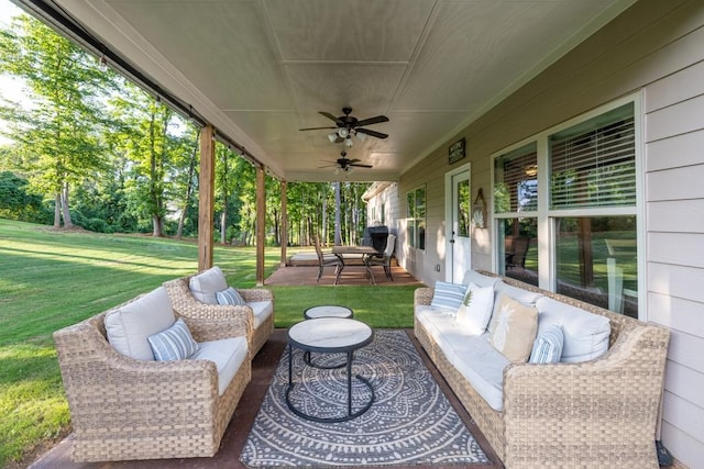 2980 Beards Rd, Buford, GA 30518 - view of patio with an outdoor hangout area and ceiling fan