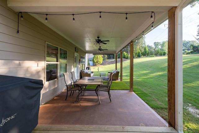 2980 Beards Rd, Buford, GA 30518 - view of patio with ceiling fan and grilling area