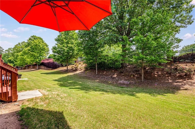 view of yard with fence