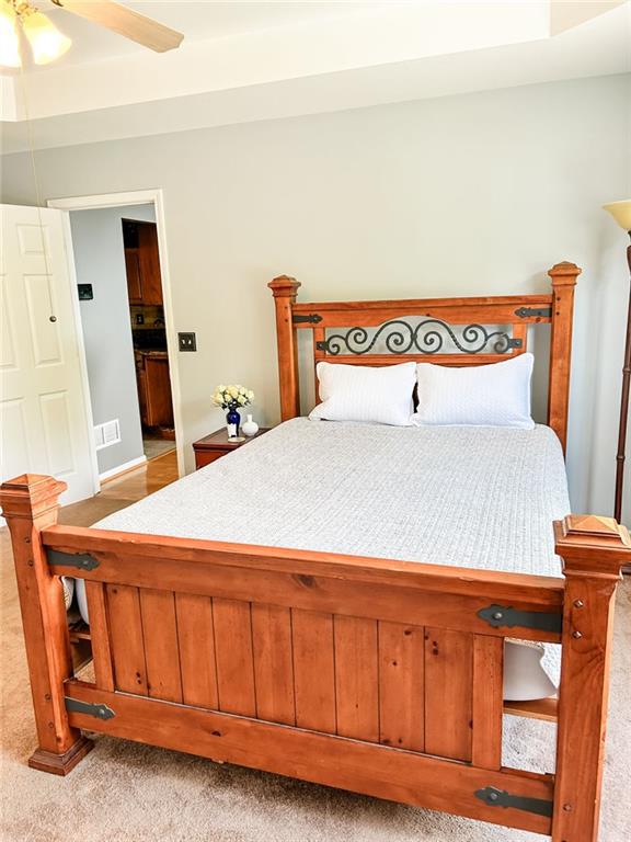 3809 Autumn View Ln NW, Acworth, GA 30101 - bedroom featuring ceiling fan and light carpet