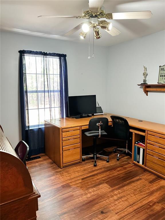 3809 Autumn View Ln NW, Acworth, GA 30101 - office space featuring ceiling fan and wood finished floors
