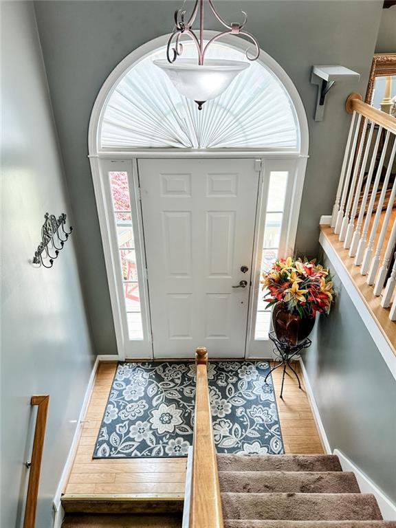 3809 Autumn View Ln NW, Acworth, GA 30101 - foyer entrance with stairway and wood finished floors