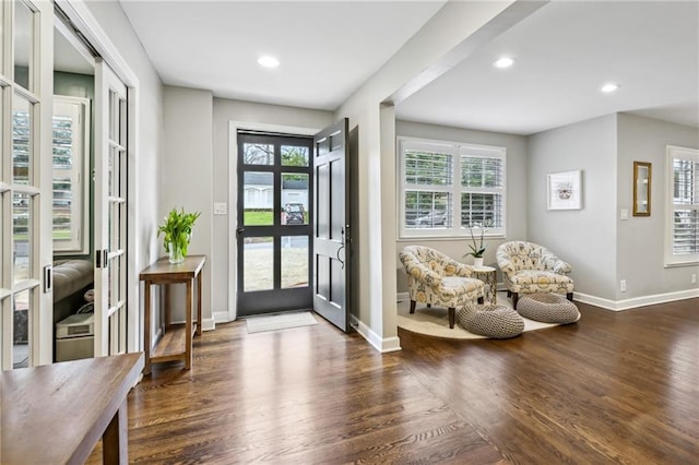 entrance foyer with dark wood-type flooring