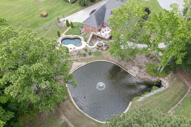 2623 Lindsey Grace Ln, Buford, GA 30519 - aerial view of property and surrounding area featuring a nearby body of water and a pool area