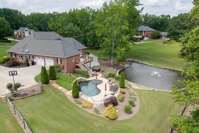 2623 Lindsey Grace Ln, Buford, GA 30519 - view from above of property featuring a nearby body of water and a pool