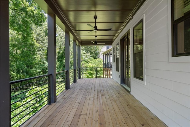 deck featuring ceiling fan