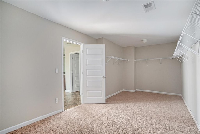 spacious closet featuring carpet floors