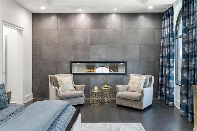 3286 Northside Pkwy NW Unit Ph2, Atlanta, GA 30327 - bedroom with wood finished floors, a tile fireplace, and recessed lighting