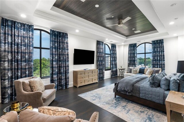 3286 Northside Pkwy NW Unit Ph2, Atlanta, GA 30327 - bedroom featuring a raised ceiling, wood finished floors, ceiling fan, and recessed lighting