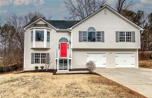 bi-level home with a garage