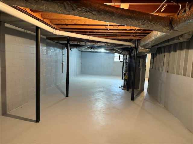 view of unfinished basement