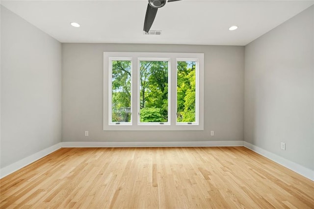 244 Locust St NE Unit B, Atlanta, GA 30317 - empty room with baseboards, a ceiling fan, light wood-style floors, and recessed lighting