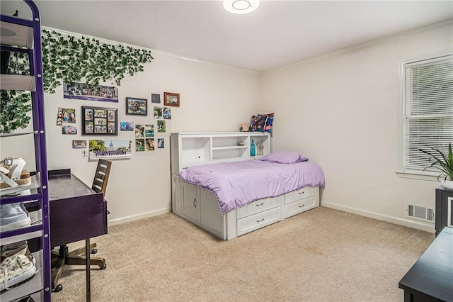 3003 Hanover Ln SE, Conyers, GA 30094 - bedroom featuring light colored carpet, ornamental molding, and an office area