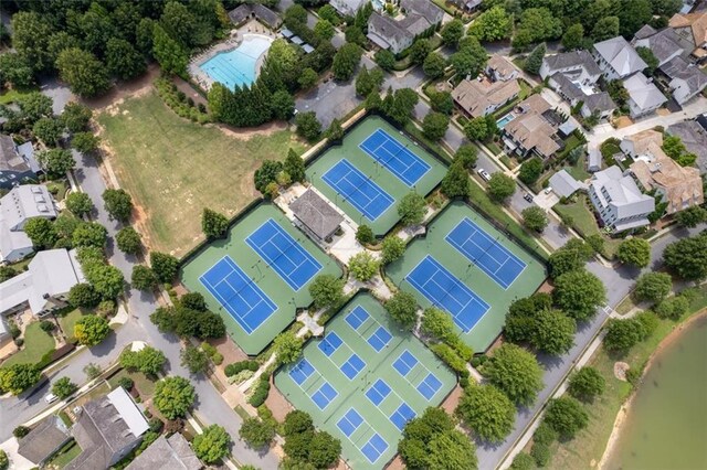 drone / aerial view with a residential view