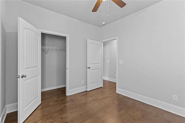 6469 Crosscreek Ln, Flowery Branch, GA 30542 - unfurnished bedroom featuring wood finished floors, a closet, and ceiling fan