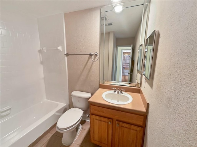 full bathroom with vanity, toilet, and shower / washtub combination