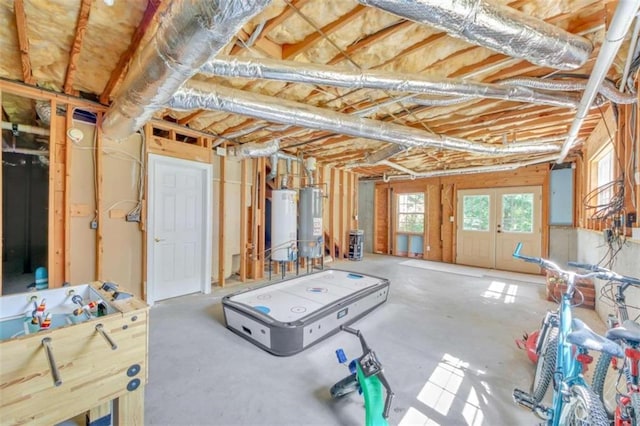 below grade area with water heater and electric panel