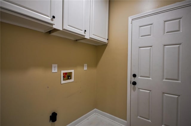 laundry area featuring cabinets and hookup for a washing machine