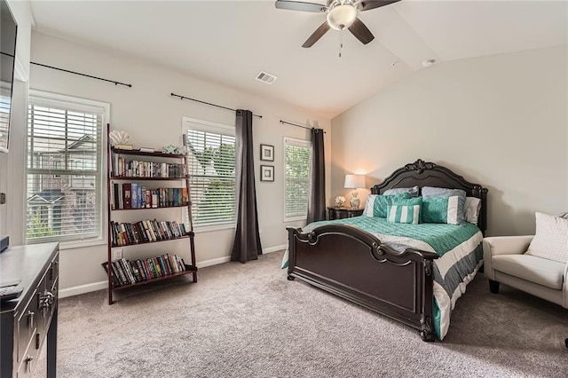 2433 Santa Rosa St, Alpharetta, GA 30009 - carpeted bedroom featuring vaulted ceiling and ceiling fan