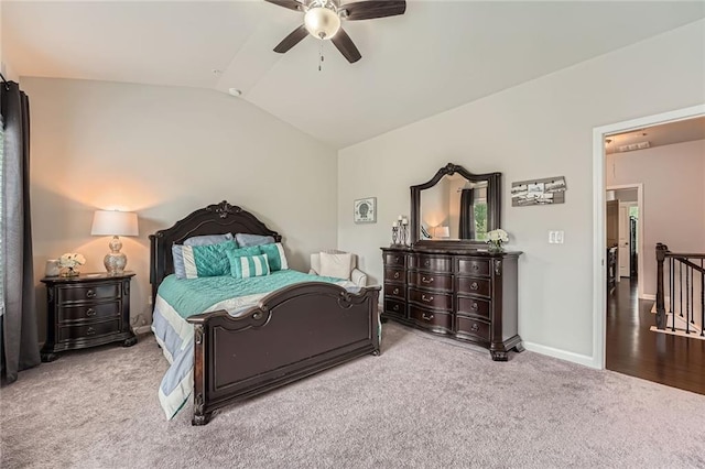 2433 Santa Rosa St, Alpharetta, GA 30009 - bedroom featuring vaulted ceiling, carpet flooring, and a ceiling fan
