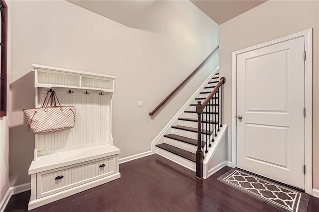 2433 Santa Rosa St, Alpharetta, GA 30009 - mudroom featuring dark wood-style flooring and baseboards