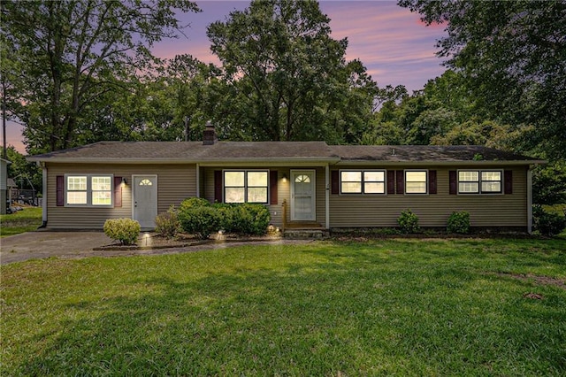 96 S Forty Pass S, Hiram, GA 30141 - ranch-style home with a chimney and a front lawn