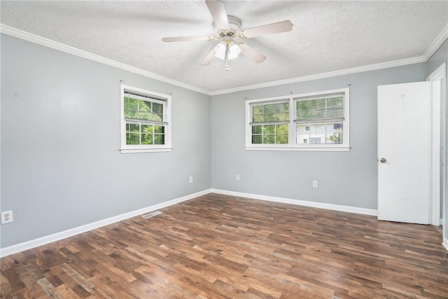 96 S Forty Pass S, Hiram, GA 30141 - spare room featuring a textured ceiling, wood finished floors, ceiling fan, and crown molding
