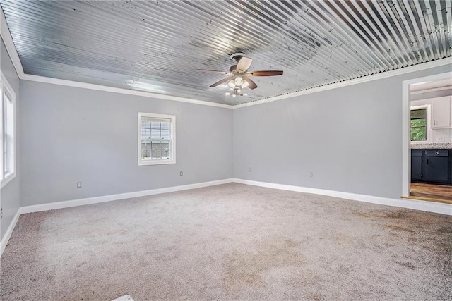 96 S Forty Pass S, Hiram, GA 30141 - unfurnished room with crown molding, a ceiling fan, and carpet flooring