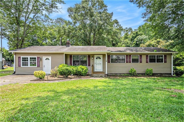 96 S Forty Pass S, Hiram, GA 30141 - ranch-style home featuring a chimney and a front yard