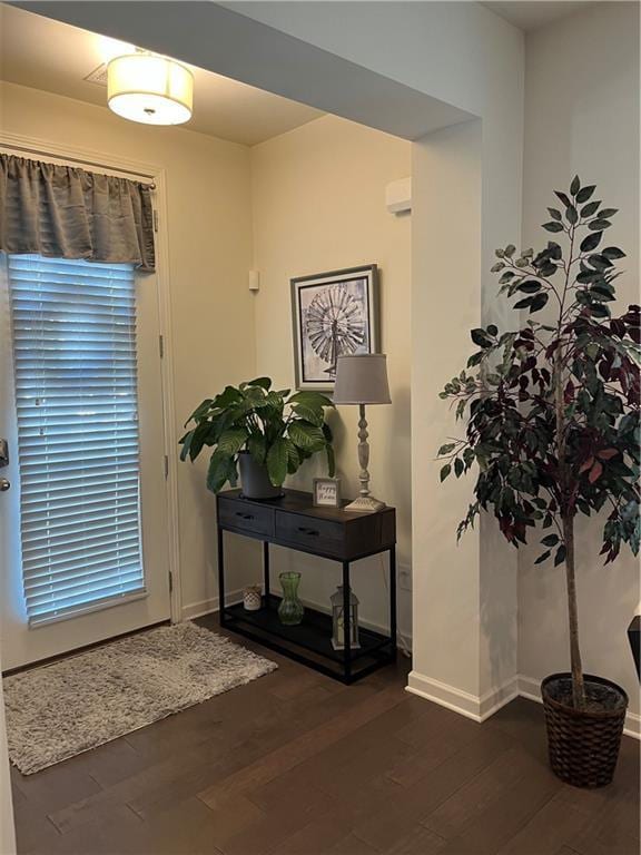 7699 Cabrini Pl, Fairburn, GA 30213 - entryway with dark wood-style flooring and baseboards