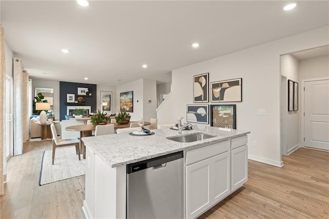 unfurnished living room featuring light wood-style floors and recessed lighting