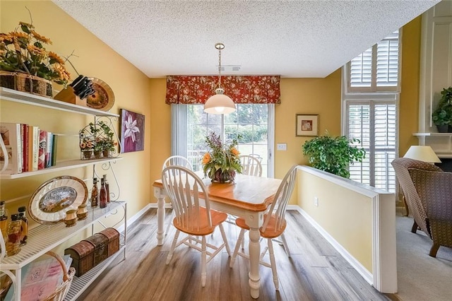 626 Dahoma Trl, Woodstock, GA 30188 - dining area featuring a textured ceiling, wood finished floors, and baseboards
