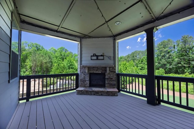 1231 Fawndale Dr NW, Kennesaw, GA 30152 - wooden deck featuring a gazebo and a fireplace