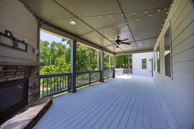 1231 Fawndale Dr NW, Kennesaw, GA 30152 - wooden terrace with a ceiling fan