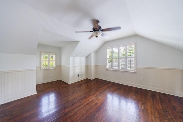 2668 Jefferson Ter, East Point, GA 30344 - bonus room featuring hardwood / wood-style floors, ceiling fan, wainscoting, and lofted ceiling