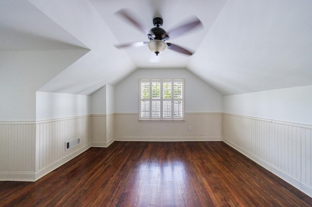2668 Jefferson Ter, East Point, GA 30344 - bonus room featuring hardwood / wood-style floors, ceiling fan, lofted ceiling, and a wainscoted wall