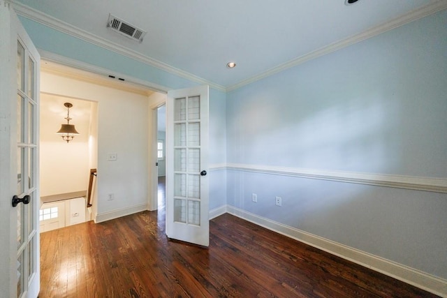 2668 Jefferson Ter, East Point, GA 30344 - spare room with french doors, wood finished floors, baseboards, crown molding, and recessed lighting