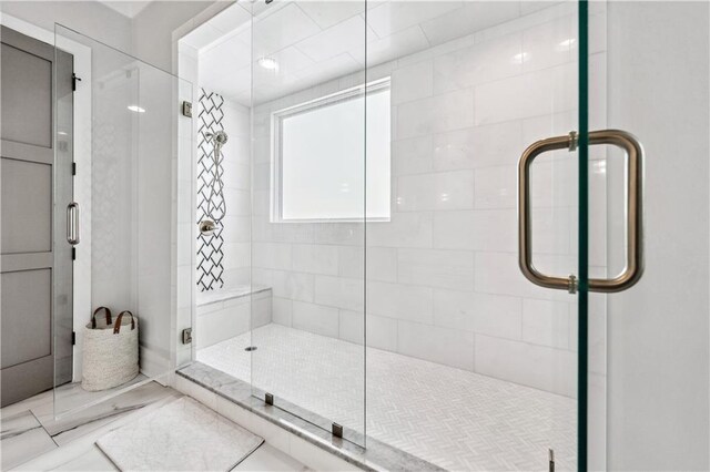 109 Owens Mill Pl, Canton, GA 30115 - bathroom with vanity, an inviting chandelier, ornamental molding, and tiled shower