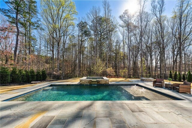 109 Owens Mill Pl, Canton, GA 30115 - rear view of house featuring stairway, a balcony, ceiling fan, a patio area, and an outdoor living space with a fire pit