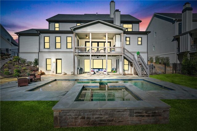109 Owens Mill Pl, Canton, GA 30115 - view of swimming pool featuring fence, a patio, and stairs