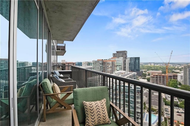 balcony with a view of city